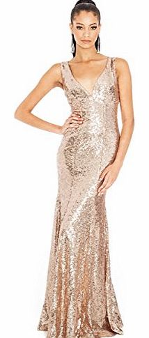 Blossoms Trendy Clothing Blossoms Goddiva Long Sequin Sweetheart Evening Maxi Gown Dress Prom Party (12, Champagne)