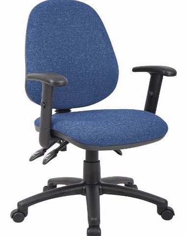 Fabric Operator seating - 3 Lever Operator Chair - Adjustable Arms - Blue (V202-00-B) H995xW1125xD590