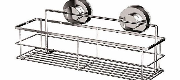 Blue Canyon The Gecko Non Rust STRONG Suction Stainless Steel Shower Soap Dish Caddy Towel Toilet Rail (Shower Caddy/Shelf - GEK-300)