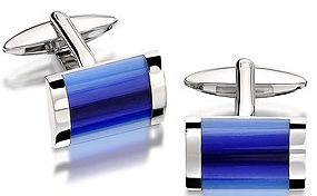 Blue Cats Eye Stone Cufflinks - 015318