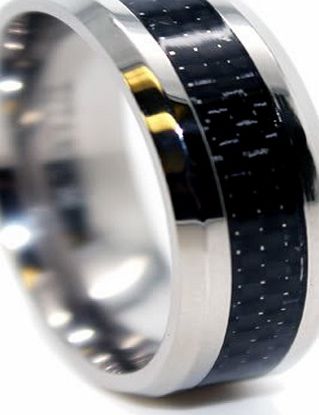 Blue Chip Unlimited 8mm Black Carbon Fiber Titanium Ring Wedding Band Size Z
