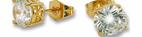 Blue Diamond Club Large 9ct Gold Filled 8mm Simulated White Diamond Stud Earrings Unisex