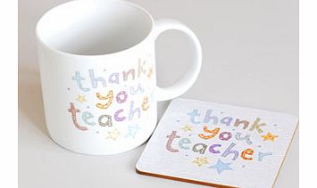 Blue Eyed Sun Thank You Teacher Mug and Coaster
