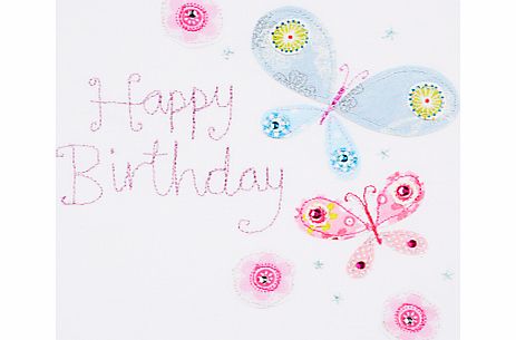 Blue Eyed Sun Vintage Butterflies Birthday Card