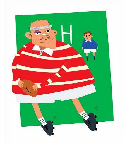 Blue Frog Rugby Tackle - Sporty Fathers Day, Blank, General, Get Well or Birthday Greeting Card
