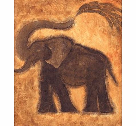 Blue Frog Trumpeting Elephant - Blank or General, Occasional, Birthday Greeting Card.