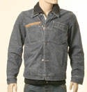 Mens Denim Jacket with Light Grey Sweatshirt Lining