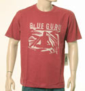Blue Guru Mens Red T-Shirt With Cream Stitched Large Logo