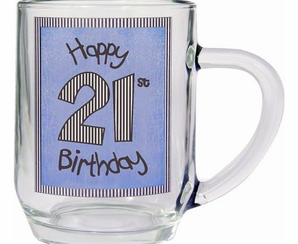 Blue Happy Birthday Glass Tankard