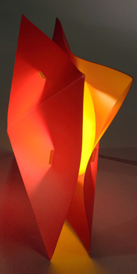 Blue Marmalade Lighting Contemporary Hollow Mood Table Lamp Made From Recycled Materials In Red And Yellow