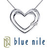 Blue Nile Diamond Double Heart Pendant in 18k White Gold