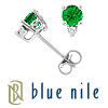 Emerald and Diamond Stud Earrings in 18k White