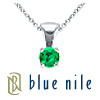 Blue Nile Emerald Solitaire Pendant in 18k White Gold