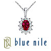 Blue Nile Ruby and Diamond Pendant in 18k White Gold (6x4mm)