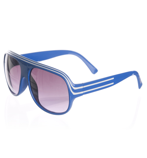 Blue Retro Millionaire Aviator Sunglasses