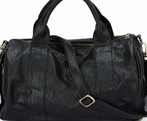 Celebrity Stud Studded Bottom DUFFEL Tote HandBag in Black Grey Brown White (Black (Gold Studs) with Strap)