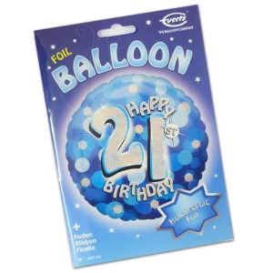 Blue Sparkle Happy 21st Birthday Foil Balloon