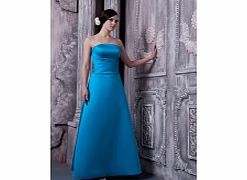 Blue Strapless Elegant Terse Bridesmaids (Satin