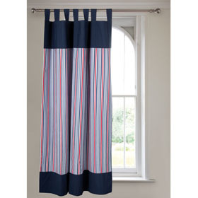 Blue Stripe Blackout Tab Top Curtains (Pair Of