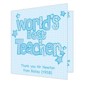 Blue Worlds Best Teacher Card