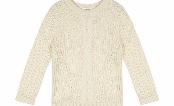 Blue Zoo Bluezoo Kids Girls Cream Cable Knit Jumper Age 9-10