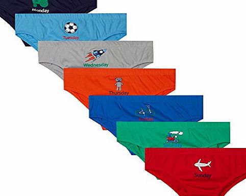 Blue Zoo Bluezoo Kids Pack Of Seven Boys Coloured Days Of The Week Briefs Age 5-6