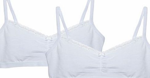 Blue Zoo Bluezoo Womens Girls Pack Of Two White Lace Trim Crop Tops Age 7-8