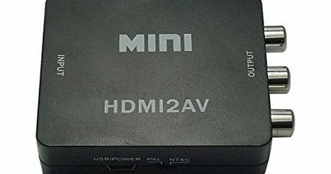 BlueBeach - HDMI to AV Composite RCA CVBS Video   Audio Converter, 1080p Mini AV Composite Video Audio RCA CVBS to HDMI Converter Adapter with Power Apdater Upscaler supports HDTV, HD(High-definition)