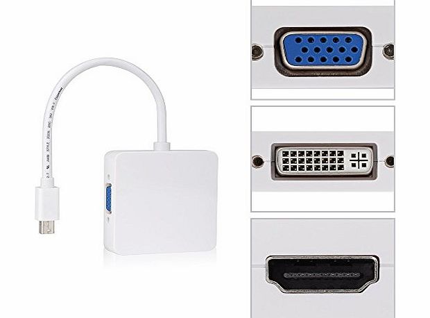 BlueBeach - Mini DisplayPort(3 in 1) Thunderbolt to HDMI/DVI/VGA Display Port Cable Adapter for Apple Mac Book MacBook Pro MacBook Air Mac mini, Adapter 3 in 1 Mini DP to DVI   HDMI   DisplayPort DP C