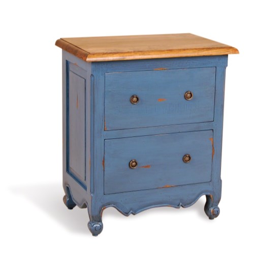 French Painted 2 Drawer Chest - med blue