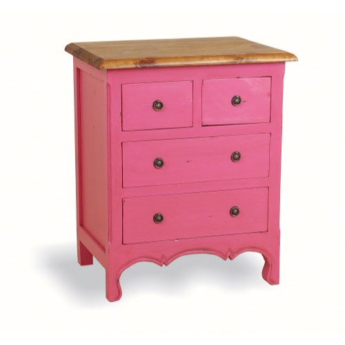 Bluebone French Painted 4 Drawer Chest - cerise pink