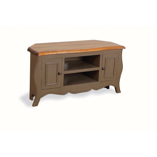 French Painted Monique Corner TV Unit in Olive
