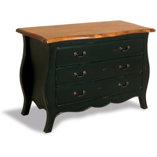 French Painted Monique Wide 3 Drawer Chest - plum