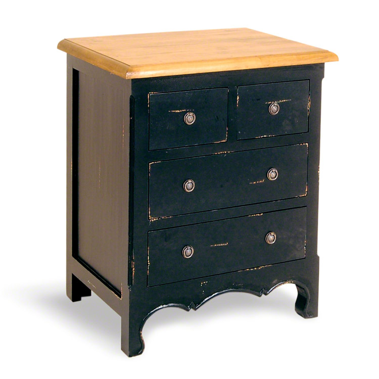 French Painted 4 Drawer Chest Antique Black