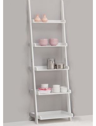 LEITERN White 5-Tiered Ladder Shelf Bookcase Display Unit