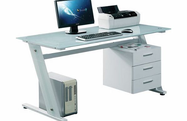 BlueBoxInnovations U-Office Bremen Executive Glass and Gloss White Computer Office Desk Workstation