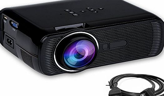 Blupow Portable LED Projector 1200 Lumens 800*480 for Home Theater Cinema Support PC Laptop DVD USB SD TV Box(Black)