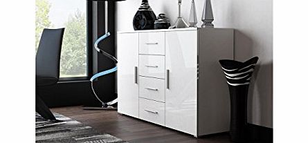 Modern HIGH GLOSS ``UNI`` CHEST OF DRAWERS /SIDEBOARD / COMMODE - Lounge / Living Room / Bedroom Furniture HIGH GLOSS FURNITURE - WHITE