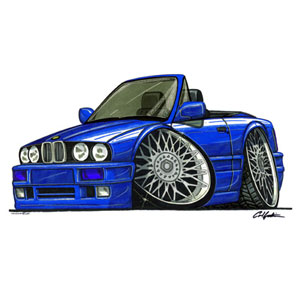 bmw E30 Cab - Blue T-shirt