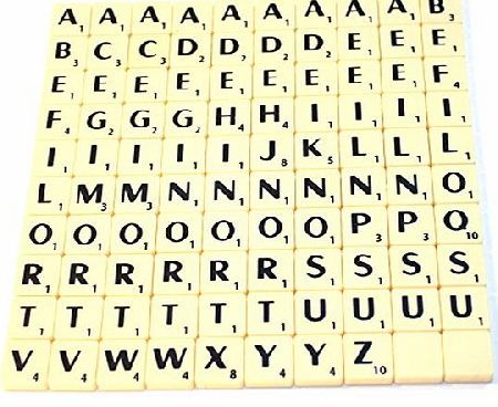 Plastic Scrabble Tiles - Complete replacement set 100 ivory amp; black tiles. Craft Jewellery Scrapbooking Collage