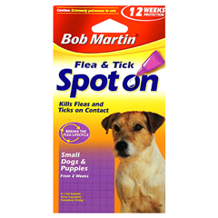 Bob Martin Spot On Flea Control for Small Dogs and#38; Puppies (from 2 Weeks) Up to 12 Weeks Cover