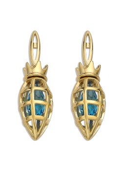 Bobby White Gold Plated Verona Blue Crystal set Earrings by