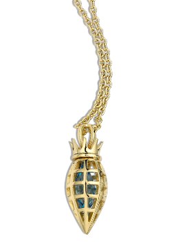 Bobby White Gold Plated Verona Blue Crystal set Pendant by