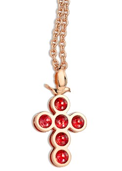 Bobby White Rose Gold Plated and Ruby Crystal Pendant by