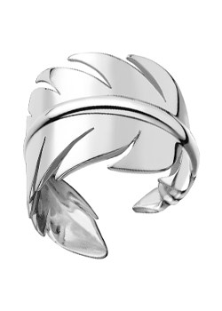 Bobby White Silver Messenger Feather Size L Ring by Bobby