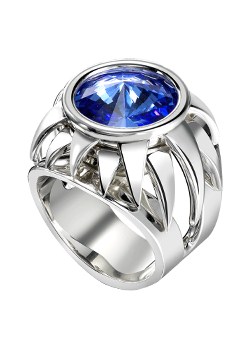 Bobby White Silver Secret Nights Blue Crystal Size P Ring by
