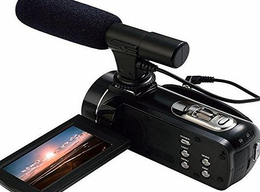 BOBLOV  Ordro HDV-Z20 Full HD 1080P @30FPS 24MP 16X Zoom Digital Video Camera with External MIC- Digital Camcorder with Professional Camera Mounted Shotgun Boom Microphone