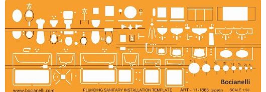 Metric 1:50 Scale Architectural Design Sanitary Bathroom Fittings Architect Drawing Drafting Symbols Template Stencil
