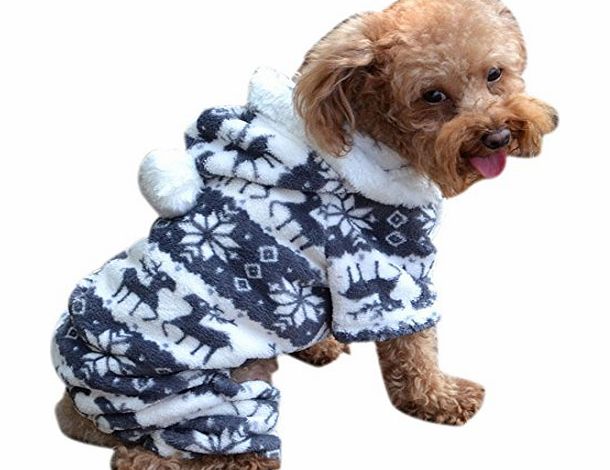 Bocideal 1 Pc Warm Puppy Clothes Pet Dog Jumpsuit Hoodie Coat Gray (S)