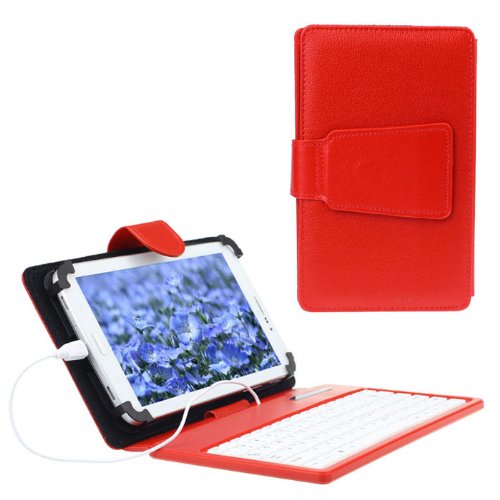 High Quality Red Leather Stand Case Cover with Micro USB Keyboard for 7 inch Tablet PC PDA